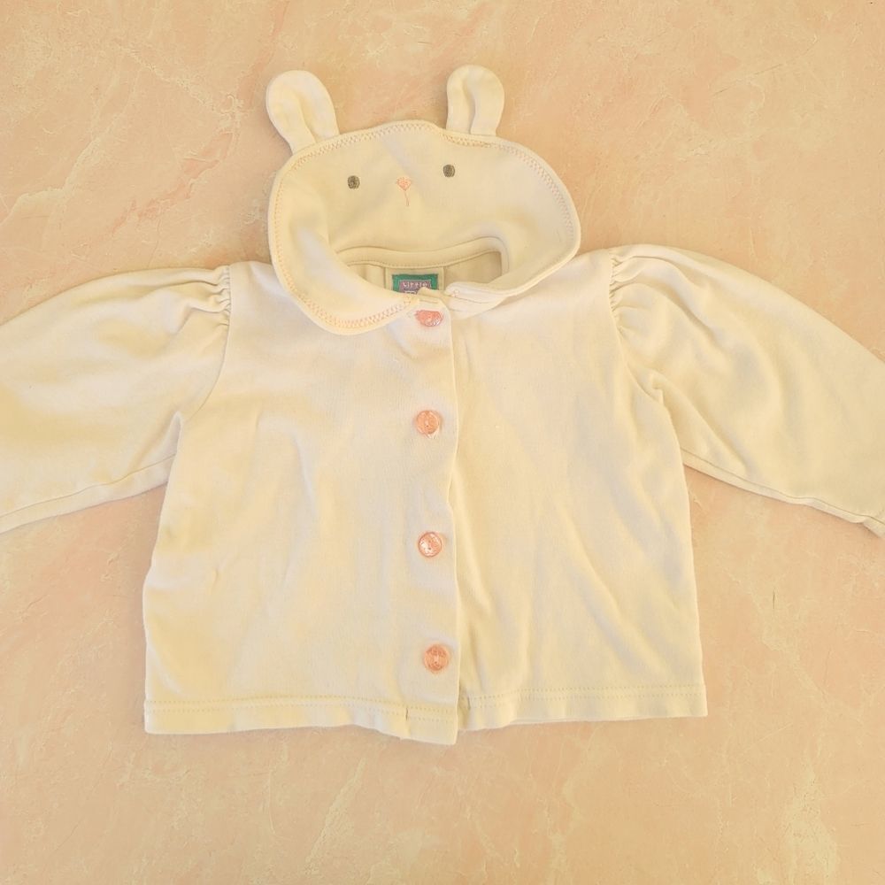 Baby girl Little Me 9 month rabbit button up coat 100% cotton